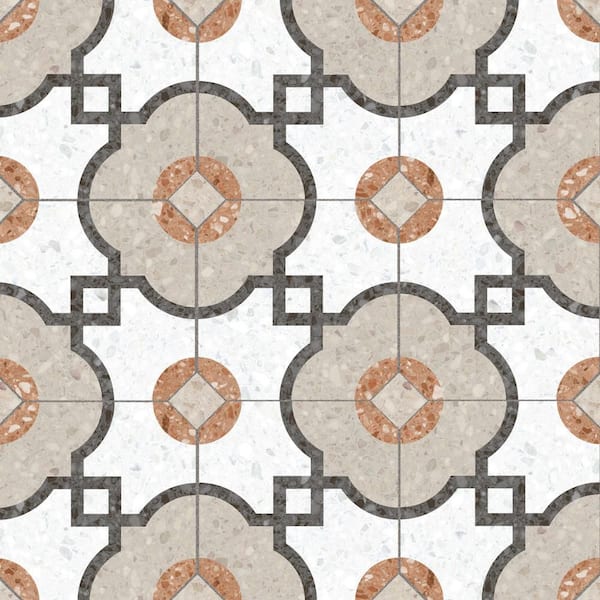 Riviera Octagon Grimaud Multicolor with Taco Beige 8 in. x 8 in. Porcelain Floor and Wall Tile (11.25 sq. ft. /Case)