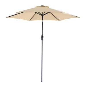 7.5 ft. Steel Market Crank Outdoor Patio Umbrella in Beige