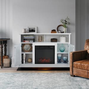 47.2 in. W x 31.9 in. H Freestanding Media Console Electric Fireplace TV Stand in White