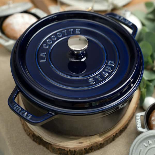 staub Cast Iron 4 qt. Round Cast Iron Dutch Oven in Dark Blue with