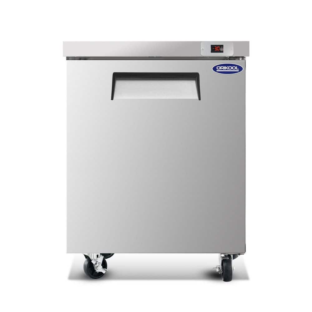 29 in. 8 cu. ft. Commercial Undercounter Upright Auto / Cycle Defrost Freezer in Stainless Steel with Single Solid Door