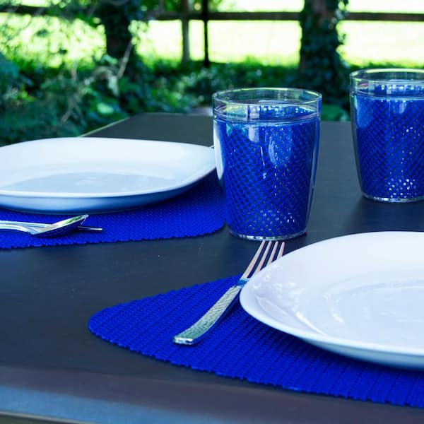 Kraftware Fishnet 19 in. x 13 in. Blue PVC Covered Jute Wedge Placemat (Set  of 6) 33749 - The Home Depot
