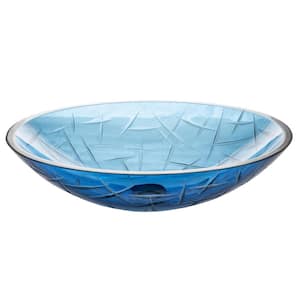 Crystal Oval Glass Vessel Sink in Blue