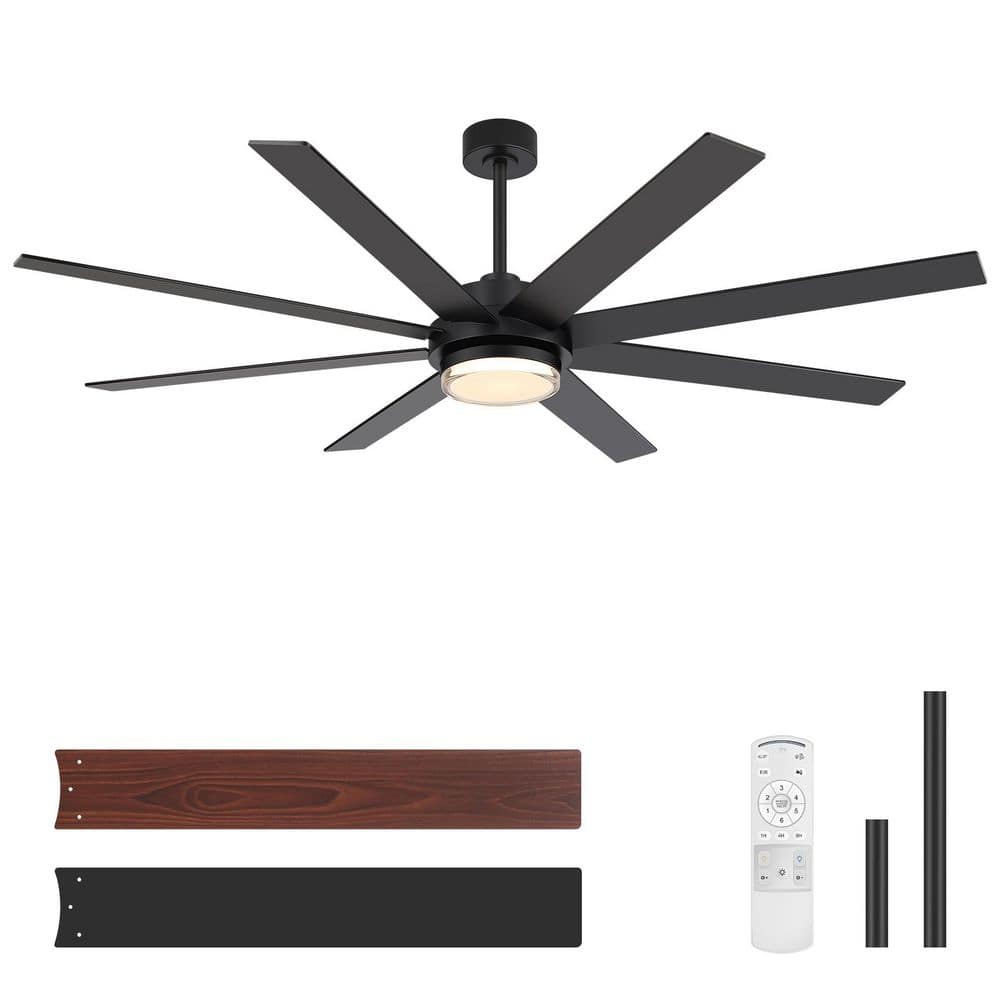 Breezary Parvez 72 in. Black Windmill Covered Outdoor Ceiling Fan