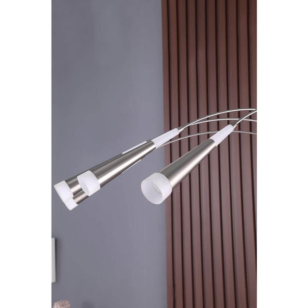 72" Silver Multi-Head Arc Floor Lamp with Frosted Glass Shades