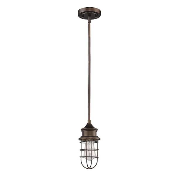 100-Watt 1-Light Oil Rubbed Pendant Light with Metal, No Bulbs Included