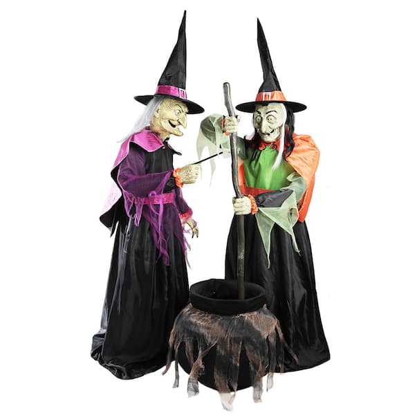 Home Accents Holiday 72 in. Wicked Cauldron Witches