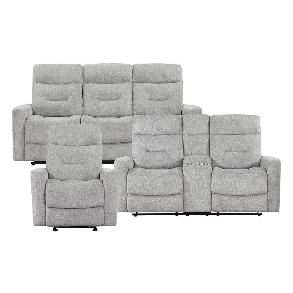 Brooks 81 in. W. Straight Arm Chenille Rectangle 3-Piece Manual Reclining S