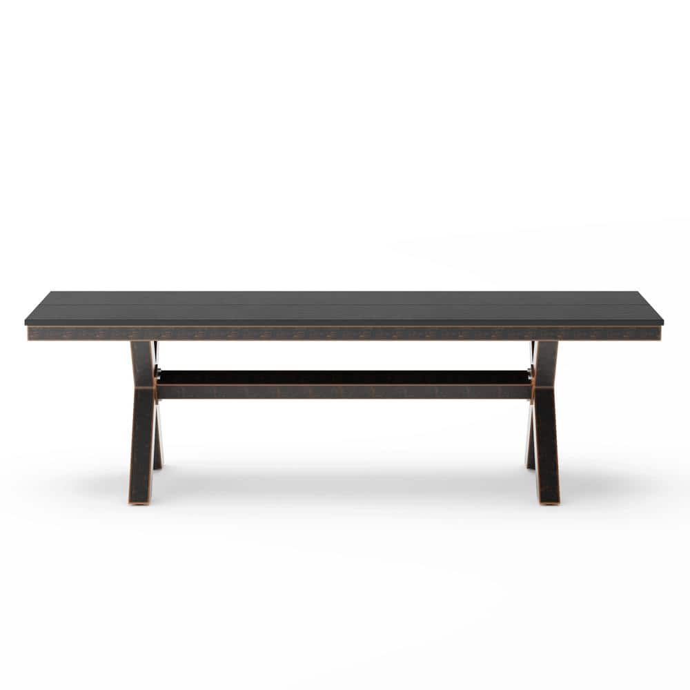 LUE BONA Domi 59in. Aluminium Frame X-Leg Black Outdoor Bench with ...