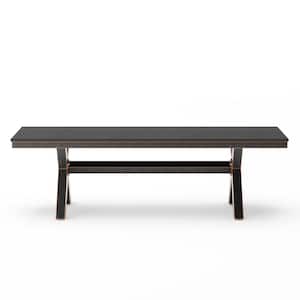 Domi 59in. Aluminium Frame X-Leg Black Outdoor Bench with Plastic Top Patio Dining Benches for Table