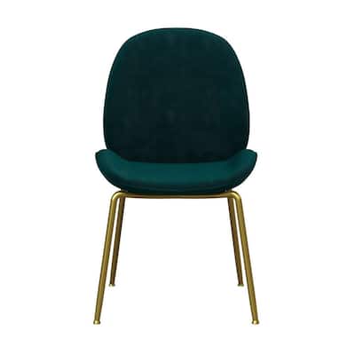 Astor Green Velvet Upholstered Dining Chair with Brass Metal Leg