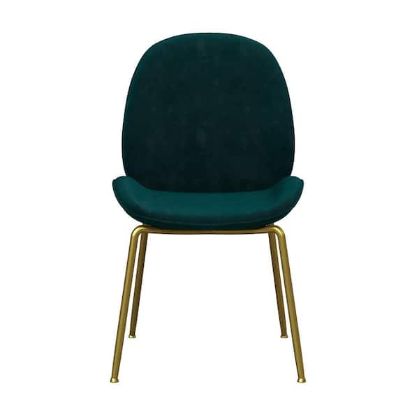 CosmoLiving by Cosmopolitan Astor Green Velvet Upholstered Dining Chair with Brass Metal Leg
