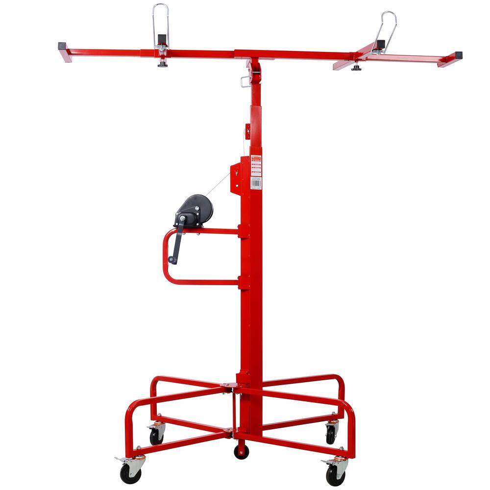Red Heavy Duty Rolling Caster Drywall Panel Hoist with 150 lb Capacity
