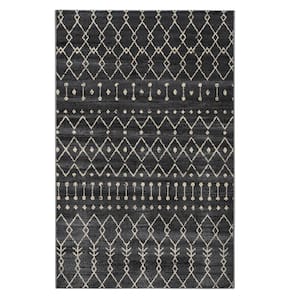 Wilton Collection Grey 4 ft. x 6 ft. Geometric Moroccan Area Rug
