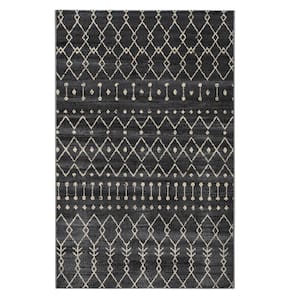 Wilton Collection Grey 5 ft. x 8 ft. Geometric Moroccan Area Rug