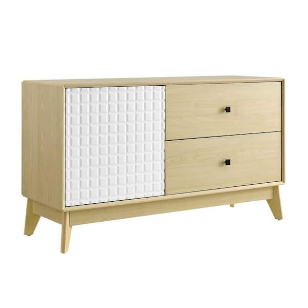 MODWAY Nectar 43 in. Wood Grain Accent Cabinet in Natural White