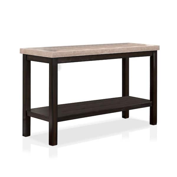 Furniture of America Himney 48 in. Dark Walnut Rectangle Wood Console Table with 1-Shelf