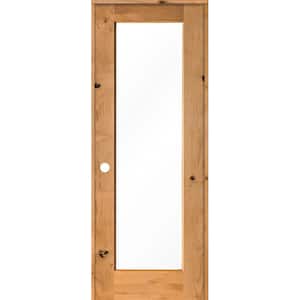 32 in. x 96 in. Rustic Knotty Alder Right-Hand Full-Lite Clear Glass Clear Stain Wood Single Prehung Interior Door