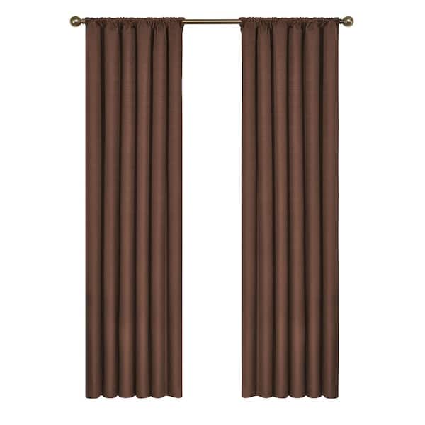 Eclipse Kendall Thermaback™ Chocolate Solid Polyester 42 in. W x 63 in. L Blackout Single Rod Pocket Curtain Panel