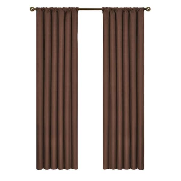 Eclipse Kendall Thermaback Chocolate Solid Polyester 42 in. W x 95 in. L Blackout Single Rod Pocket Curtain Panel