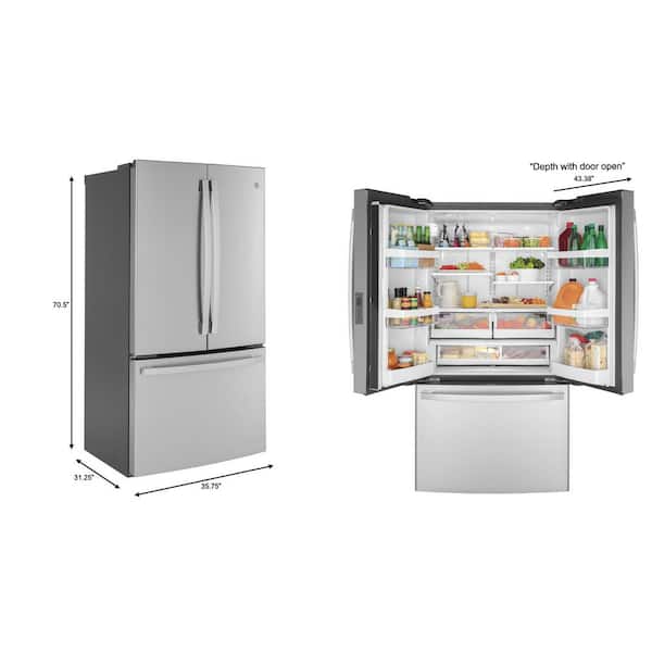 GE Profile - PWE23KYNFS - GE Profile™ ENERGY STAR® 23.1 Cu. Ft.  Counter-Depth French-Door Refrigerator-PWE23KYNFS