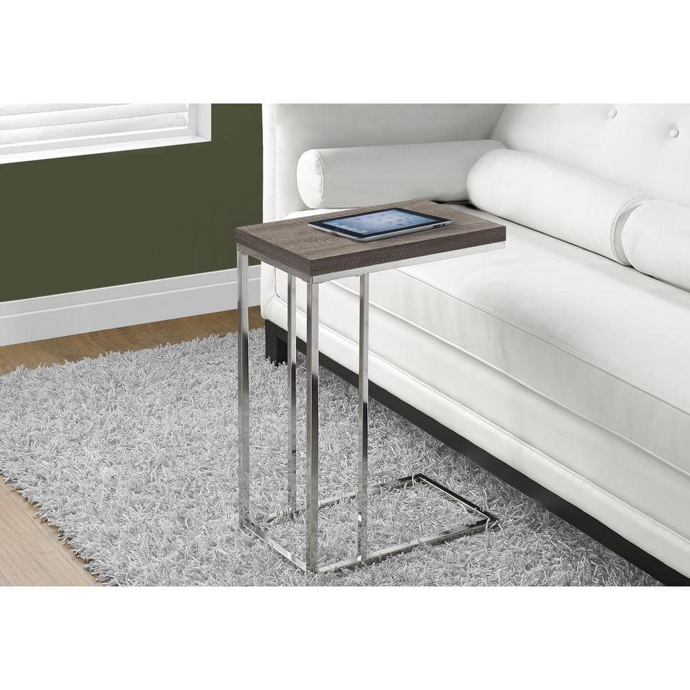 Taupe Accent Table with Chrome Metal