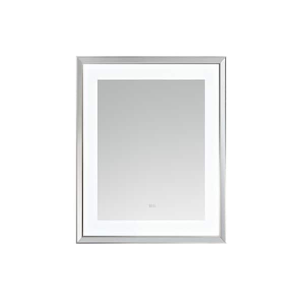 Madison 30 in. W x 36 in. H Rectangular Framed Wall Mount Bathroom Vanity Mirror in Chrome, LED Lighted, Defogger
