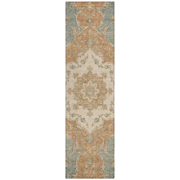 Chantille Machine Washable Indoor/Outdoor Abstract ACN3080 Teal 2 ft. x 7 ft. Runner Rug