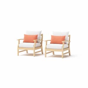 Kooper Cushioned Wood Outdoor Lounge Chair with Sunbrella Cast Coral Cushions