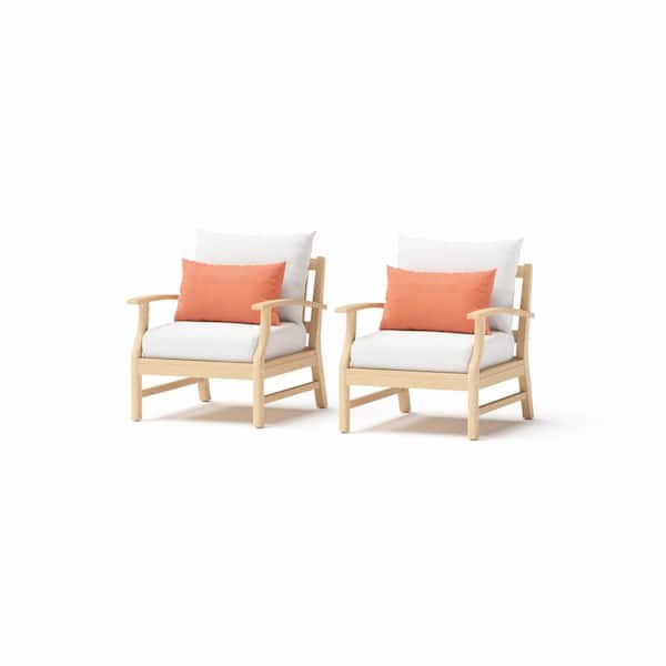 RST BRANDS Kooper Cushioned Wood Outdoor Lounge Chair with Sunbrella Cast Coral Cushions