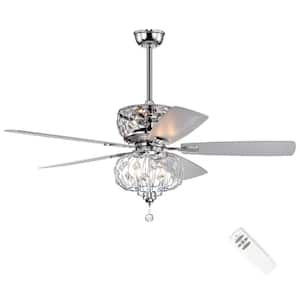 Ariana 52 in. Indoor Chrome Glam Reversible Ceiling Fan with Crystal Light Kit and Remote Control