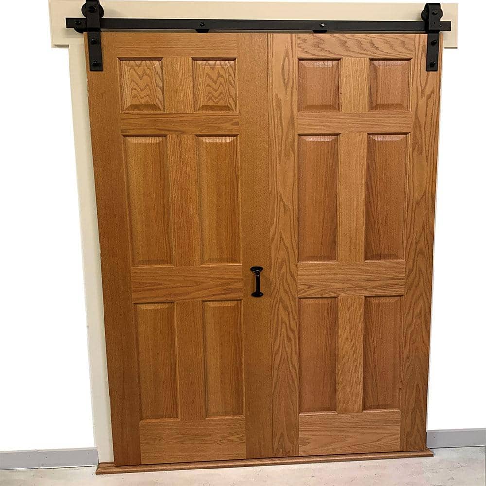 Black 75" Bi-Fold Sliding Barn Door Track and Hardware Kit