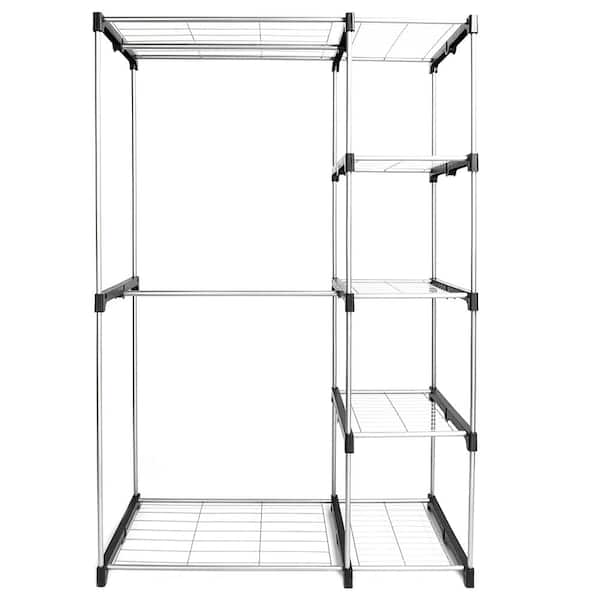 Karl home Silver Steel Clothes Rack 44.88 in. W x 67 in. H