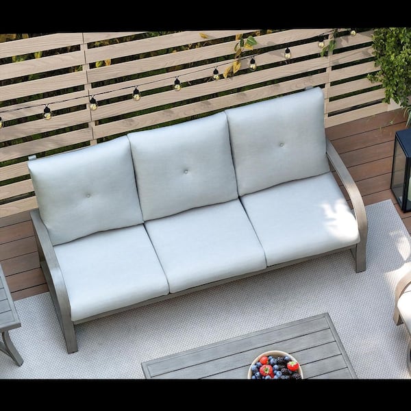 CHAMBER 1-Piece Aluminum Outdoor Conversation Sofa with Sunbrella Cushions