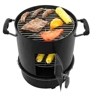 Compact 19 in. Dia Charcoal Smoker in High Gloss Black