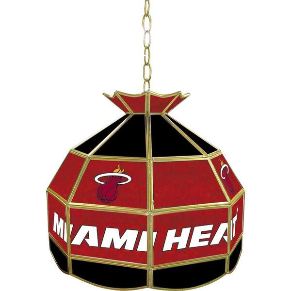Trademark Global Miami Heat NBA 16 in. Nickel Hanging Tiffany Style Lamp