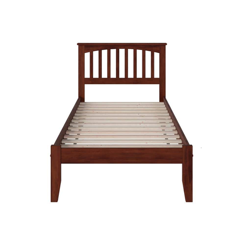 Twin Walnut Mission Wood Platform Bed with Headboard