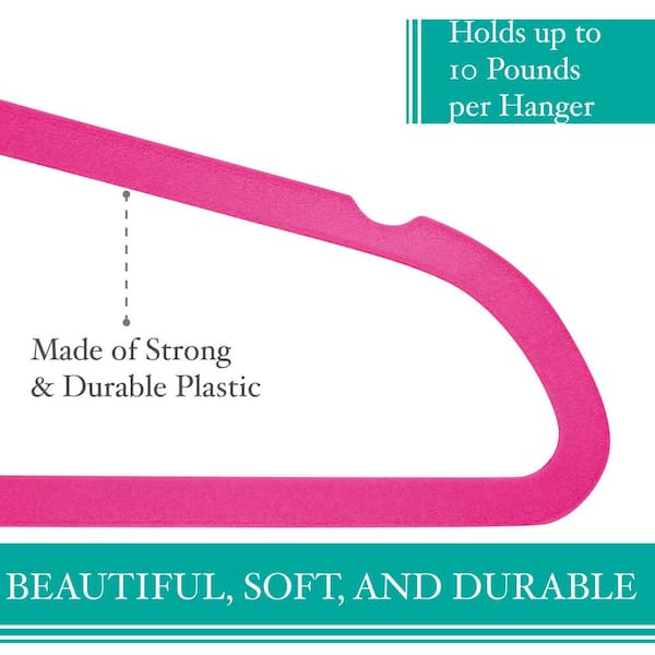 Elama Velvet Slim Profile Heavy Duty Hangers Pink Pack Of 100 Hangers -  Office Depot