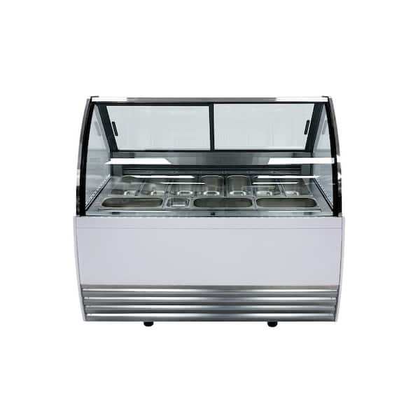 Cooler Depot 50 in. W 10 cu. ft. Manual Defrost Chest Freezer Ice Cream Gelato Dipping Cabinet with 10-Pan in White