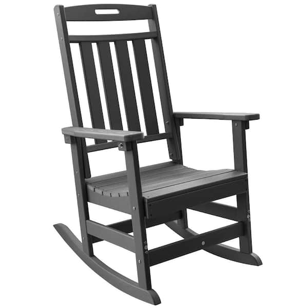 UPLAND Grey HDPE Plastic Outdoor Rocking Chair, Porch Deck Rocker YYRC ...