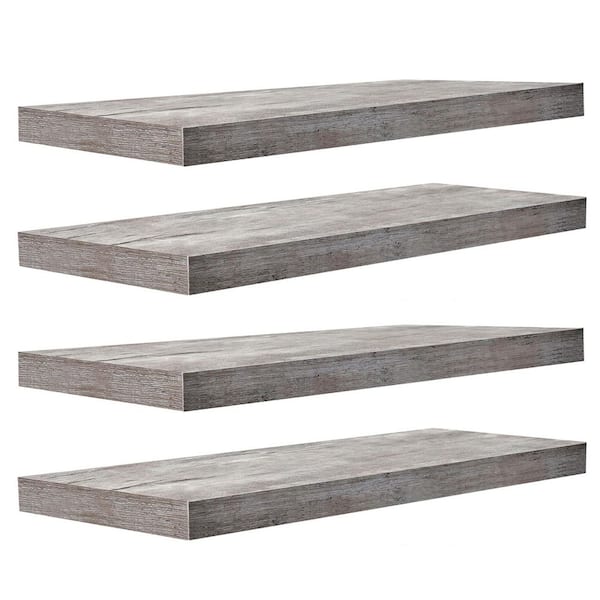 Unbranded 24 in. W x 9 in. D Grey Floating Shelves Decorative Wall Shelf (Set of 4)