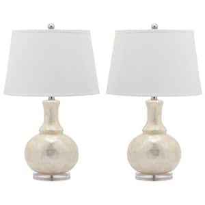 Shelly 24.75 in. White Gourd Table Lamp with White Shade (Set of 2)