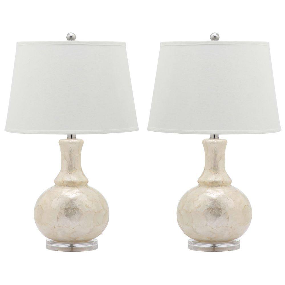 SAFAVIEH Shelly 24.75 in. White Gourd Table Lamp with White Shade (Set of  2) LIT4145A-SET2