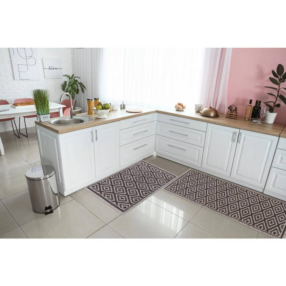 Sofihas 2 Piece Kitchen Rug Set 59in x 24in x 35in x 24in Kitchen Floor Mats 100% Polypropylene Farmhouse Washable Kitchen Rugs and Mats with Non Skid