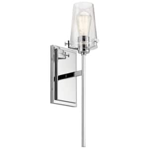 Alton 1-Light Chrome Bathroom Wall Sconce Light with Clear Seeded Glass Shade