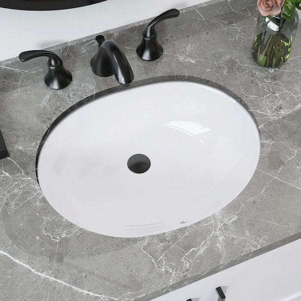 19.4 in. Undermount Oval Small Bathroom Sink Vanity Vessel Sink in White with Overflow Ceramic Vanity Top Lavatory Basin