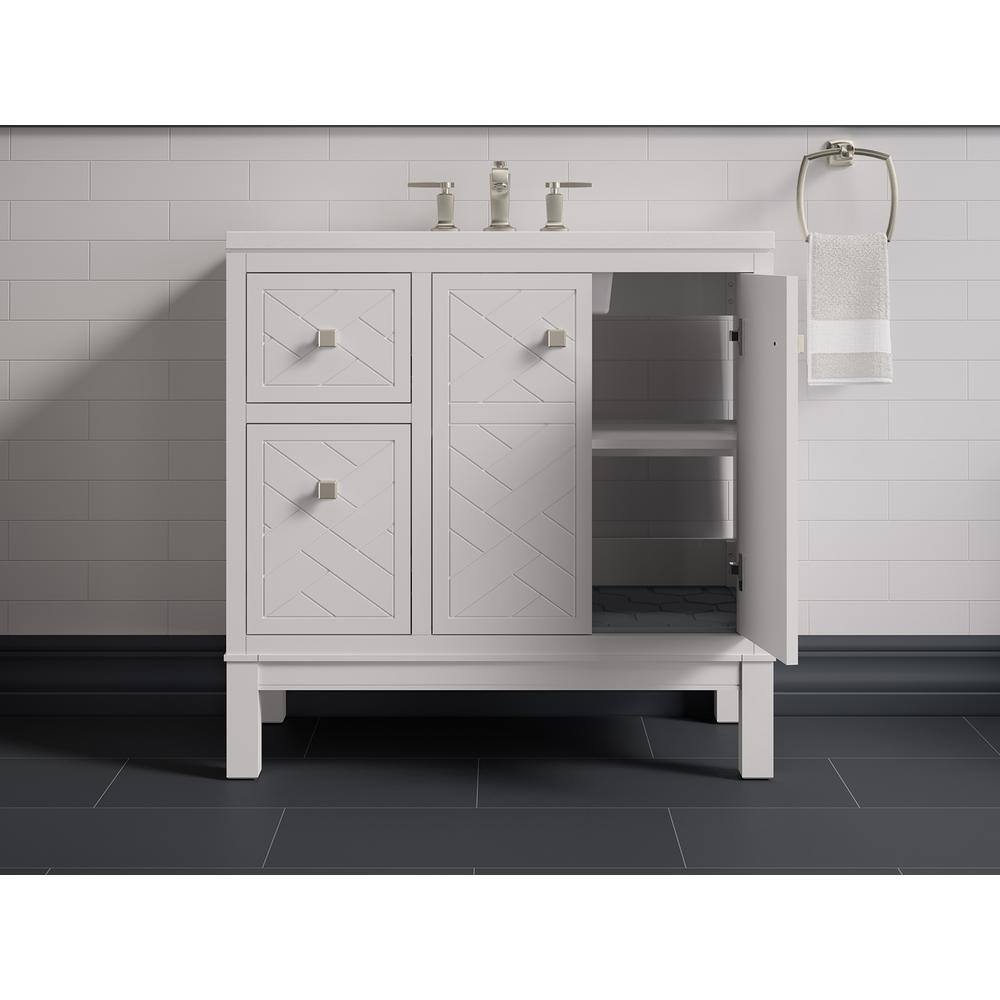 Beauxline Traditional 36-Inch White Quartz Bathroom Vanity Set