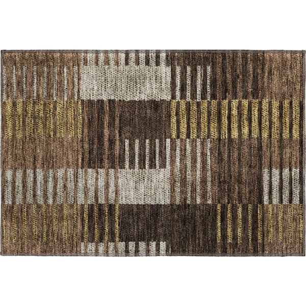Addison Rugs Mayfield Premium Machine Washable Abstract AMF954 Chocolate 2 ft. x 3 ft. Area Rug