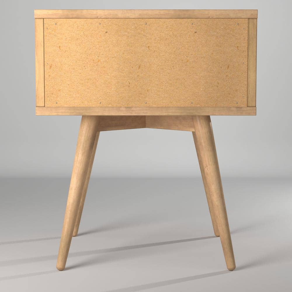 Scandinavian Oak Solid Wood 2-Drawer Mid-Century Nightstand