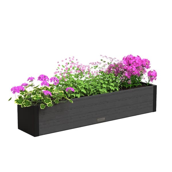Horizon 48 in. x 10 in. x 9 in. Charcoal Plastic Vinyl Window Box